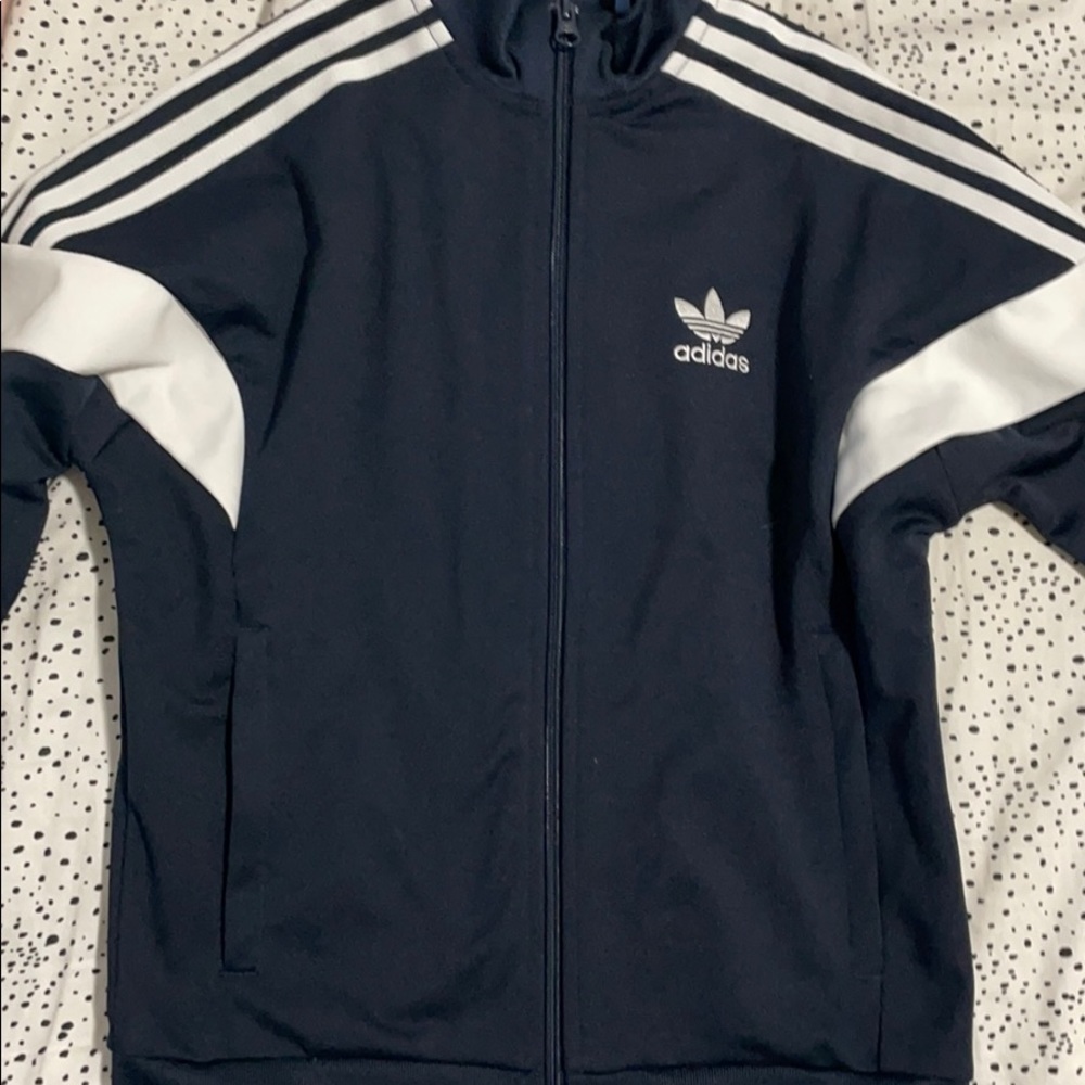 Boys navy adidas track jacket